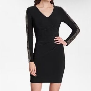 Guess Black Dress with Embellished Sleeves